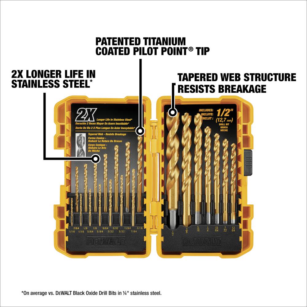 DEWALT 21-Piece Titanium Nitride Coating PP Drill Bit Set