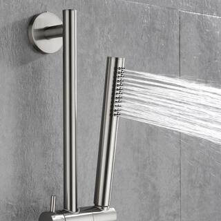 WELLFOR 1-Spray Wall Bar Shower Kit with Hand Shower in Brushed Nickel WA3003NS