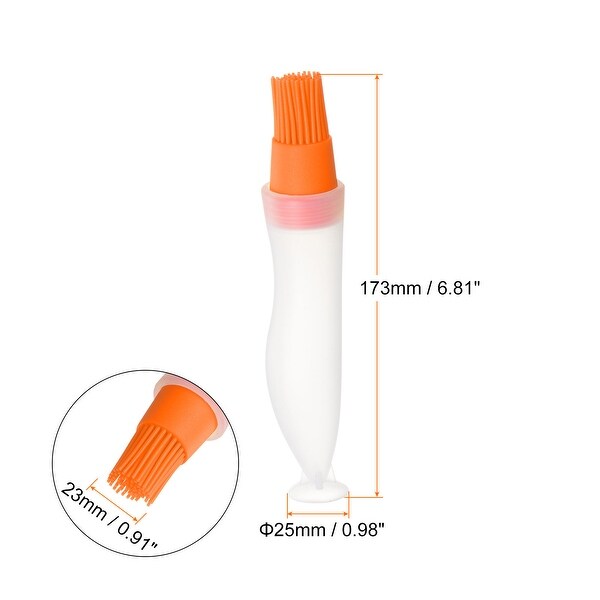 2pcs Silicone Oil Bottle Brush with Cap for Grill BBQ Cooking Baking， Orange