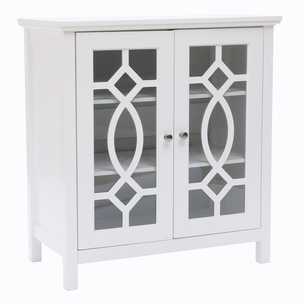 White Pine Wood 2 Glass Door Accent China Cabinet   32.3\