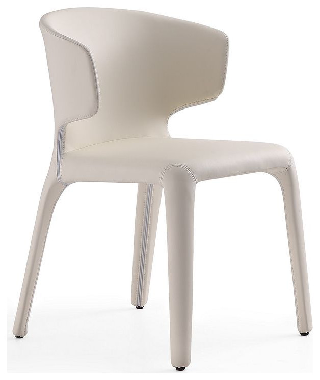 Conrad Leather Dining Chair in Cream (Set of 2)   Midcentury   Dining Chairs   by Morning Design Group  Inc  Houzz