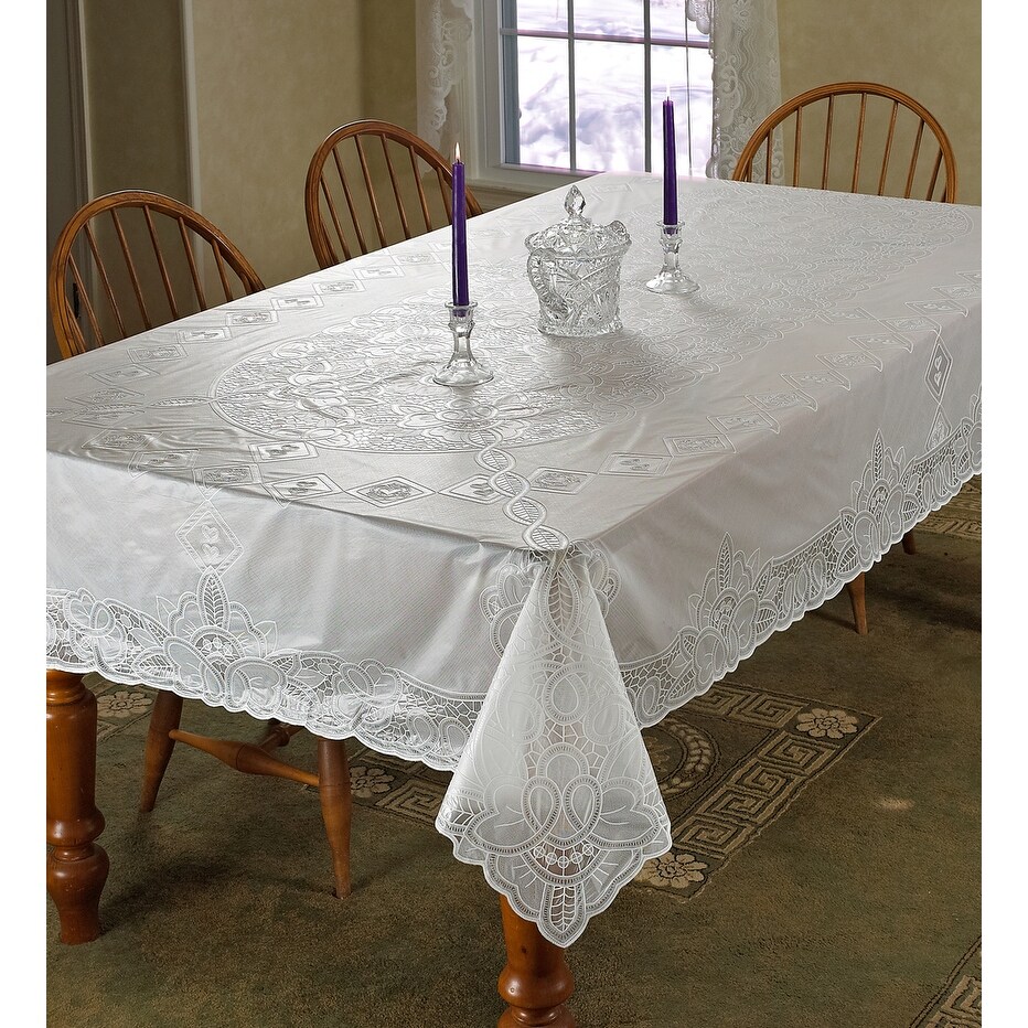 Violet Linen Vinyl Lace Betenburg Design Tablecloth