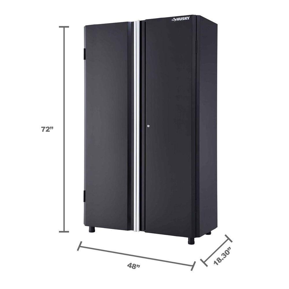 Husky Ready-to-Assemble 24-Gauge Steel Freestanding Garage Cabinet in Black (48 in. W x 72 in. H x 18 in. D) G4802T-US