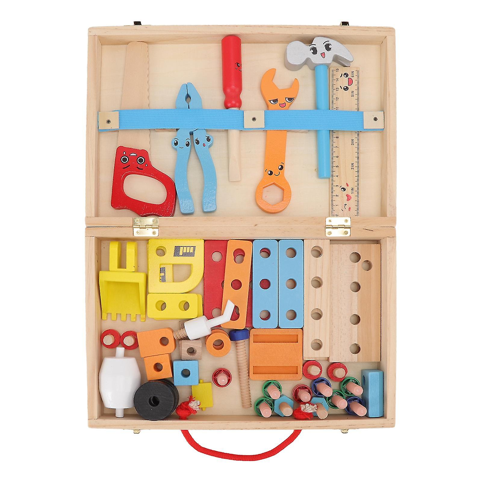 Wooden Toolbox Toys Fine Workmanship Diy Toolbox Puzzle Toy Educational Construction Kids Toys