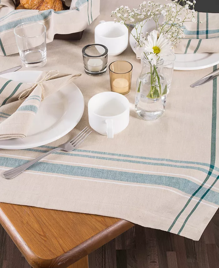 Design Imports Chambray French Stripe Tablecloth 60 x 84