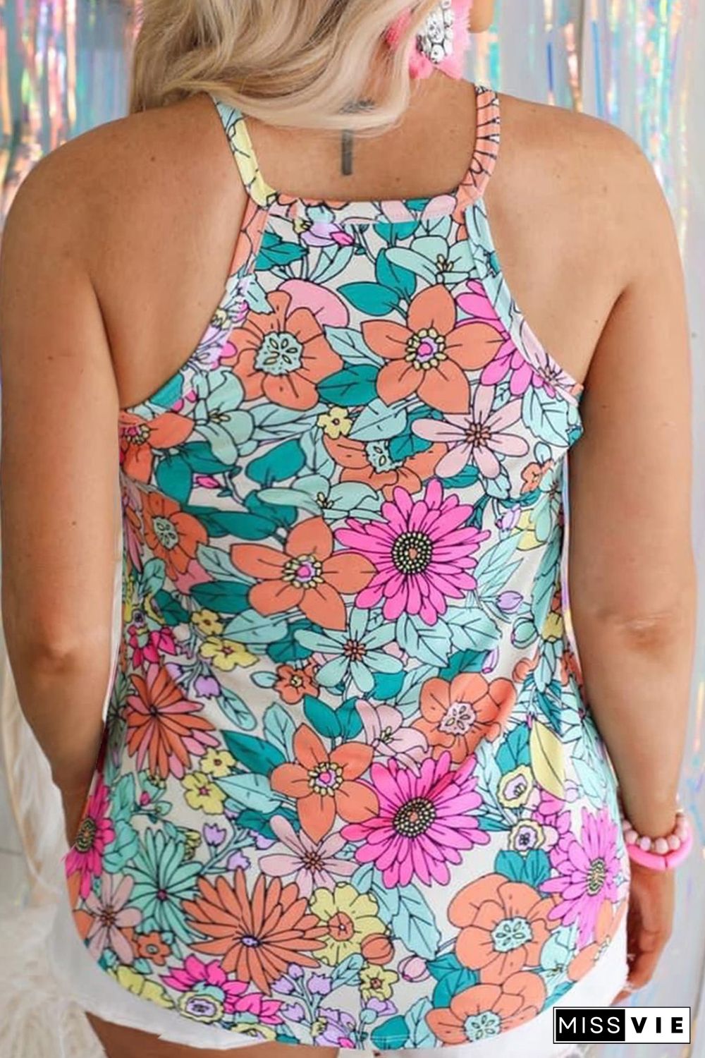 Multicolor Plus Size Floral Print Tank Top