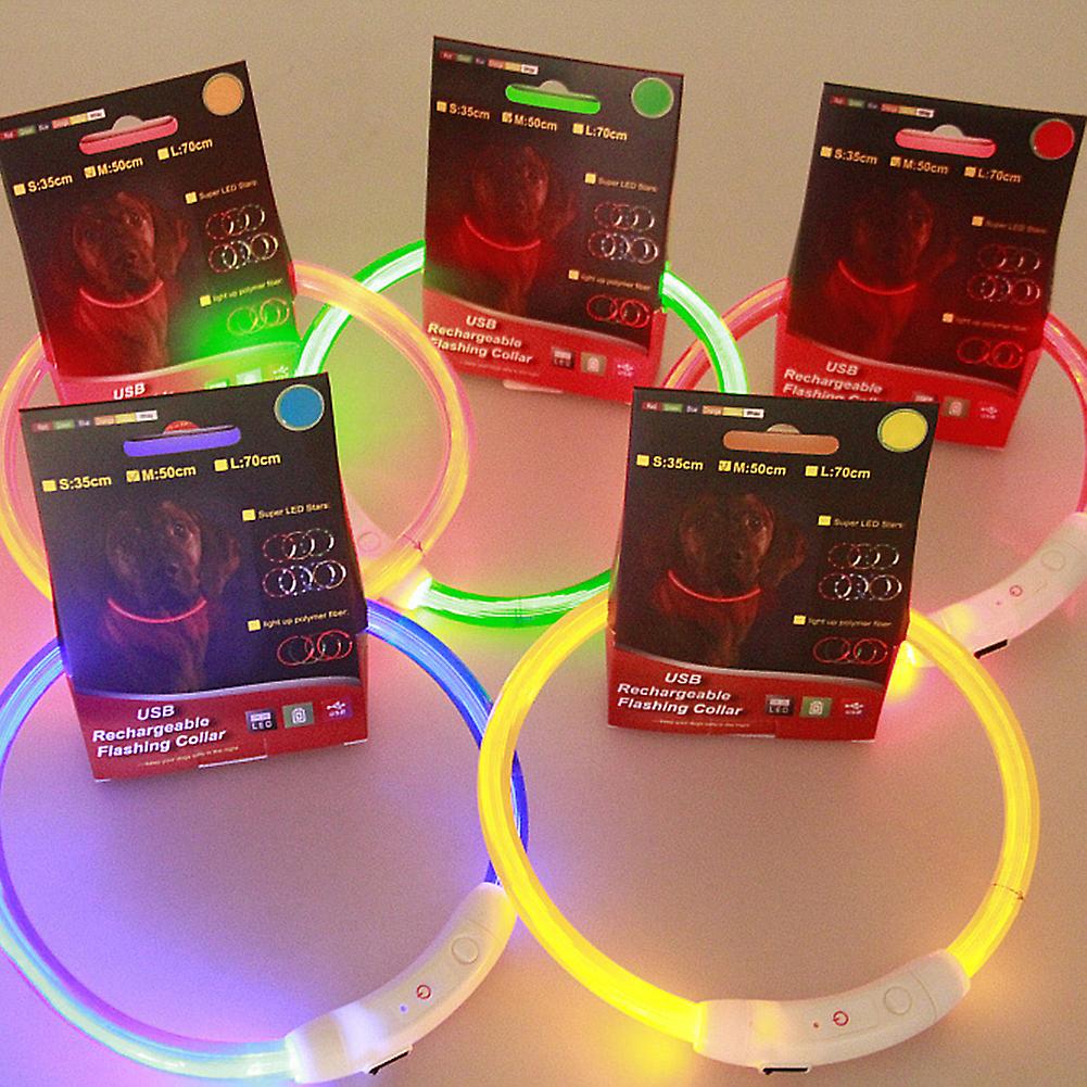 Usb Charging Version Led Pet Flashing Light Dog Collar Luminous Big Medium And Small Dogs Dog Collar Dog Chain Red Light Fiber Section 35cm Red Light