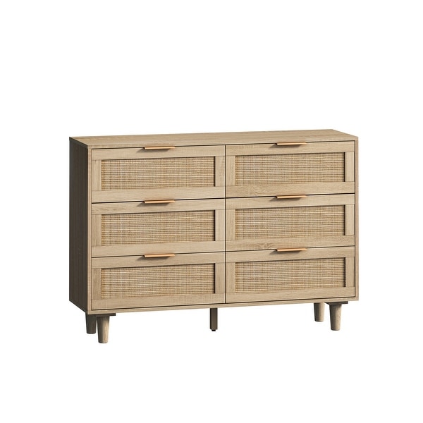 Natural Rattan 6-Drawer Storage Cabinet Dresser(43L*15W) - - 37846152