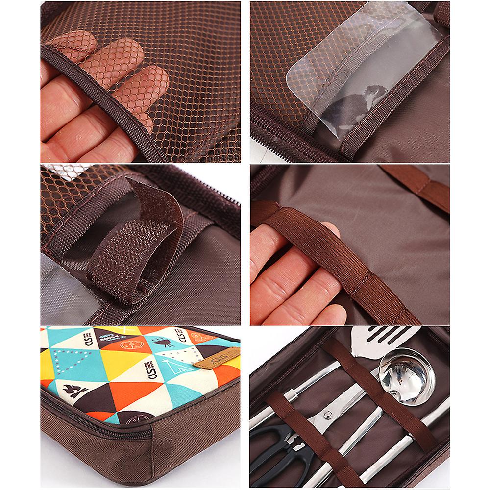 Portable Cooking Utensils Organizer Storage Bag Pouch For Outdoor Travel Bbq Camping Cookware No.249916