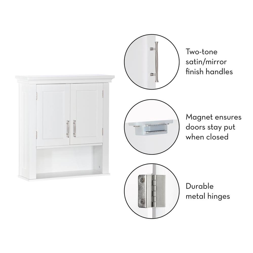 RiverRidge Home Somerset Collection 22.88 in. W x 24.38 in. H x 7.88 in. D 2-Door Wall Cabinet in White 06-039