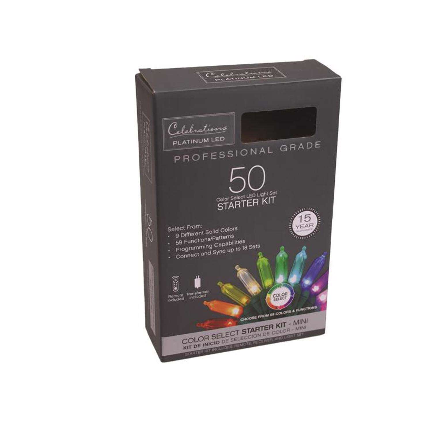 Celebrations Platinum LED T5 Multicolored 50 ct String Christmas Lights 25 ft.