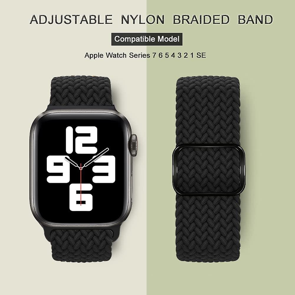 Stretchy Nylon Solo Loop Bands Compatible With Apple Watch Band 41mm 40mm 38mm For Women Men， Adjustable Elastic Braided Strap Sport Wristbands For Iw