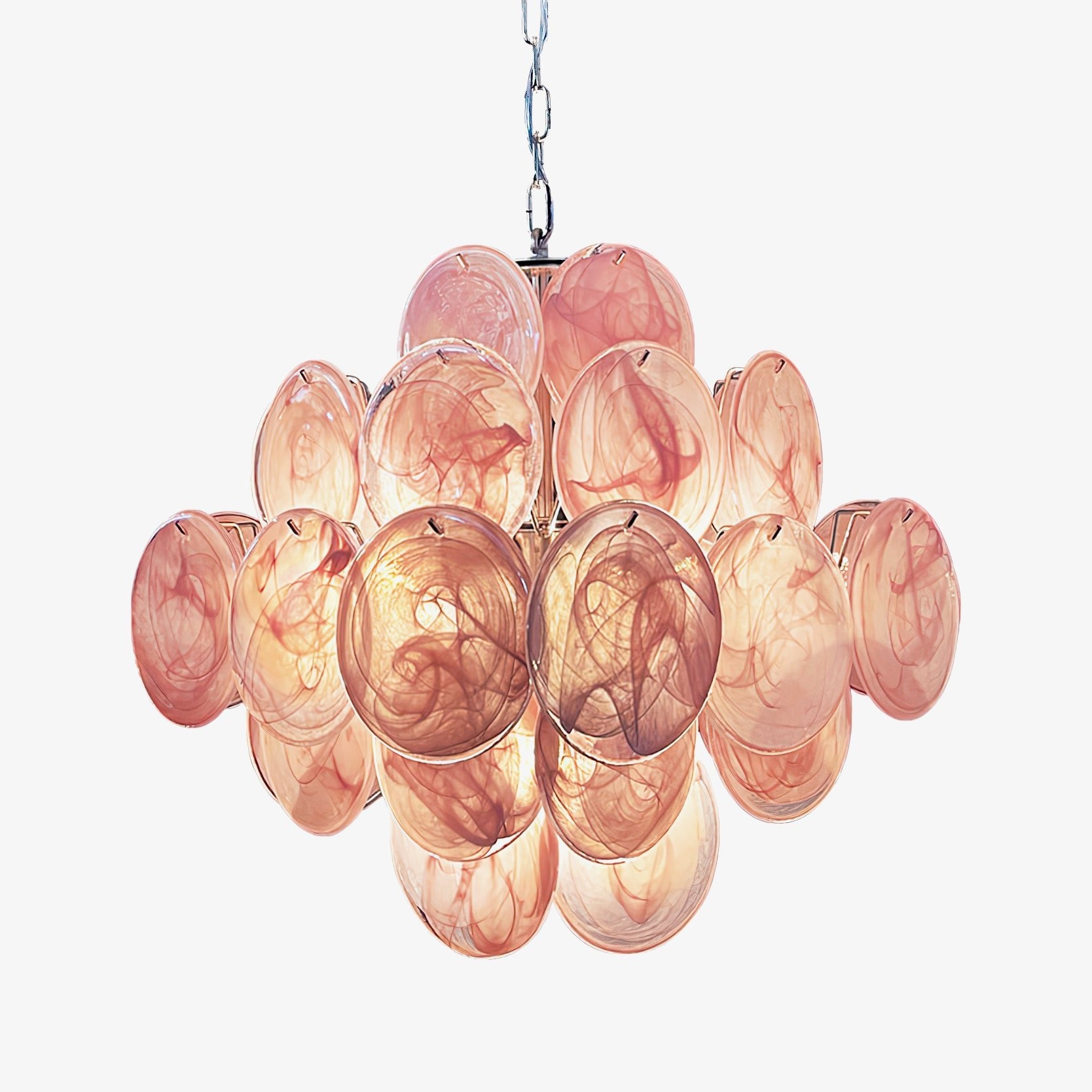 Murano Pink Disks Chandelier