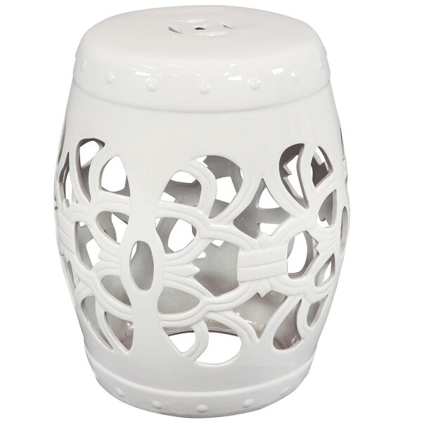 Sunnydaze Knotted Quatrefoil Decorative Ceramic Garden Stool