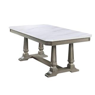 Acme Furniture Zumala Dining Table in Marble  Weathered Oak Finish 73260