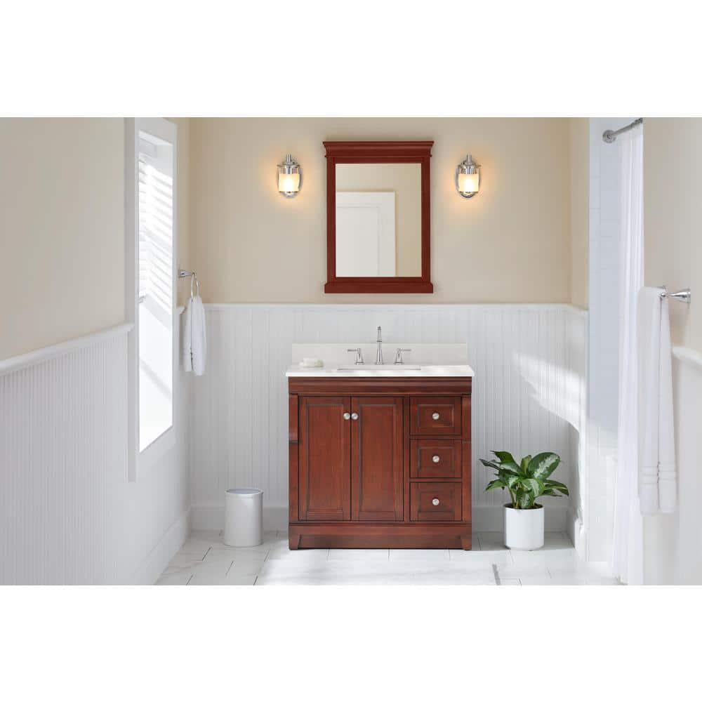 Home Decorators Collection Naples 36 in W Bath Vanity Cabinet Only in Tobacco with Right Hand Drawers