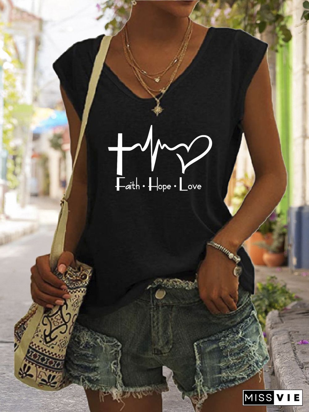 Faith Hope Love V-neck Tank Top