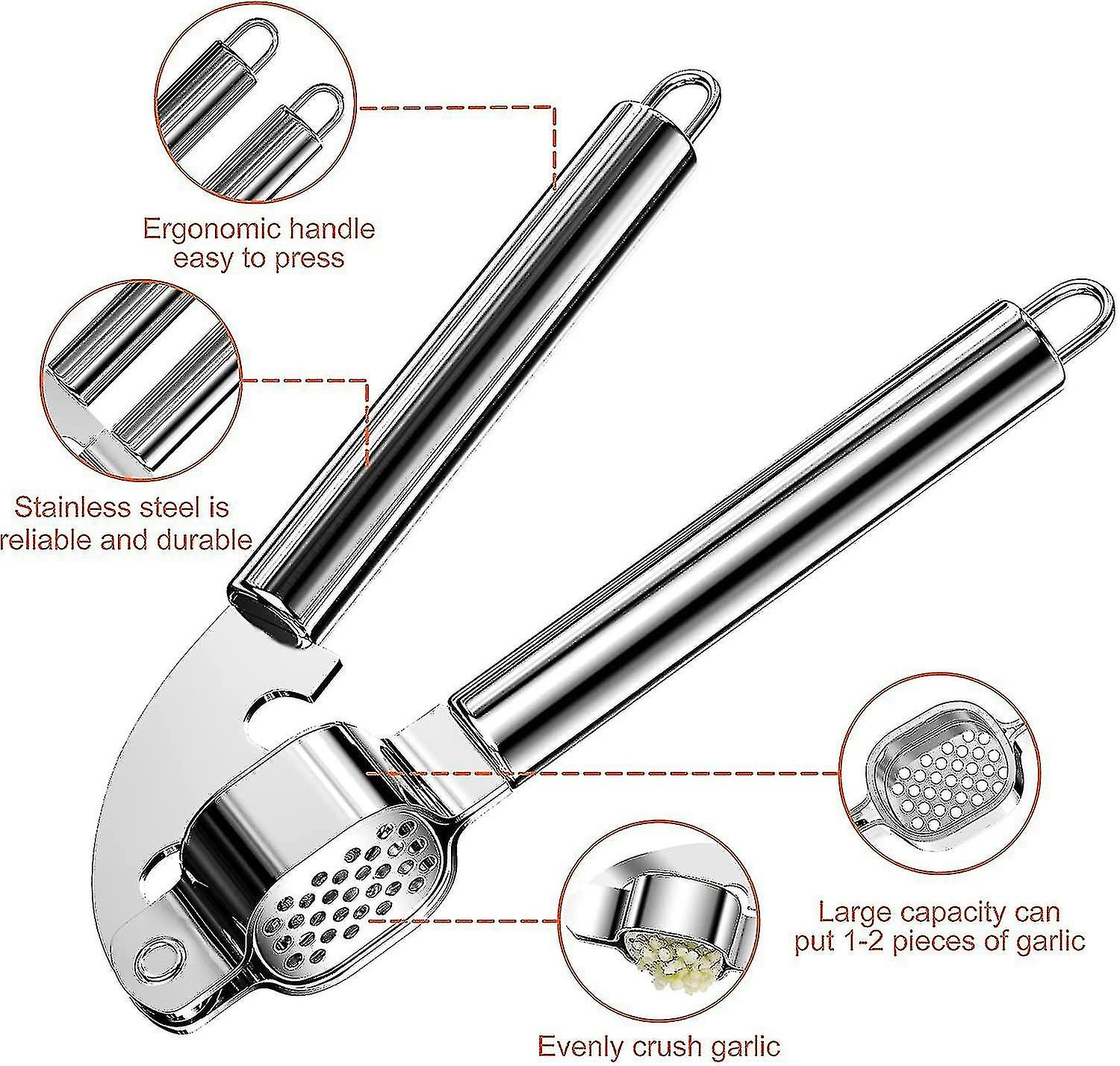 Garlic Press， Stainless Steel Garlic Press Starlight