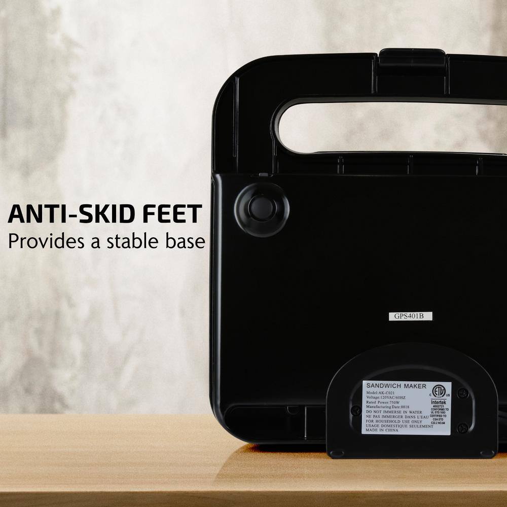 OVENTE 2-Slice Electric Sandwich Maker Non Stick Grill Black (GPS401B) GPS401B