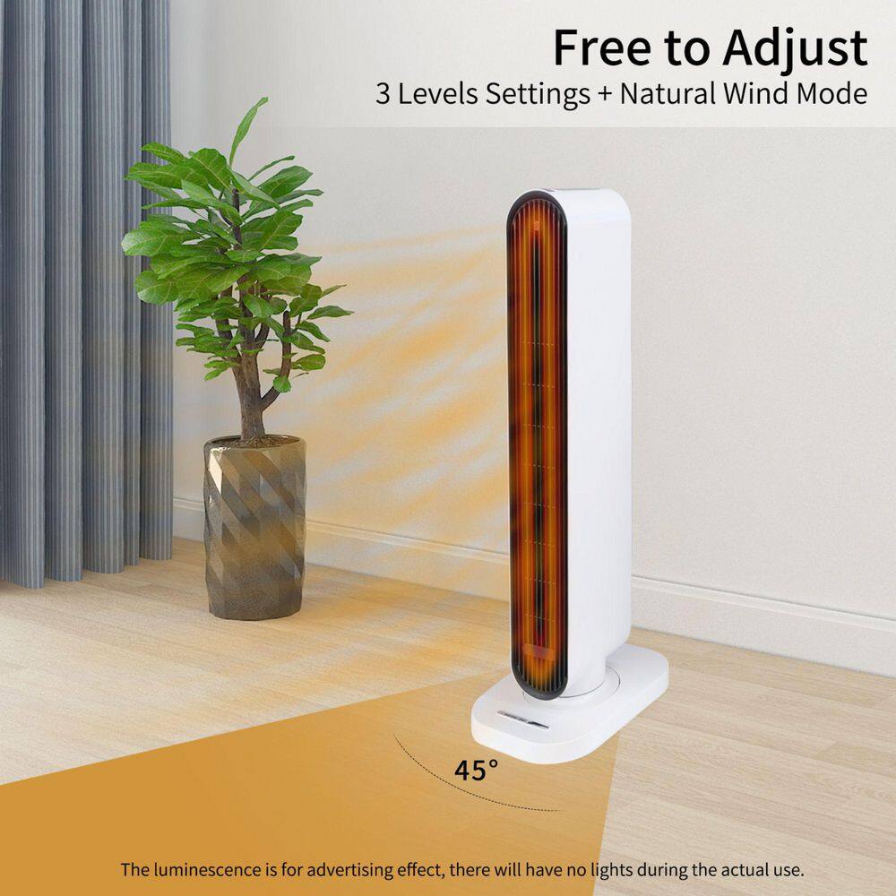 JESHUA 32 in. Electric Space Heater 1500-Watt Whole Room Tower Space Heater with Remote Overheating Protection White DJ-W113443300