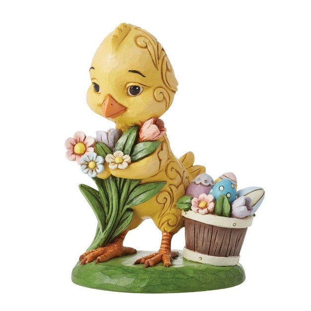 Jim Shore One Cute Easter Chick One Figurine 5 0 Inches Painted Eggs Flowers 6014393 Polyresin Yellow