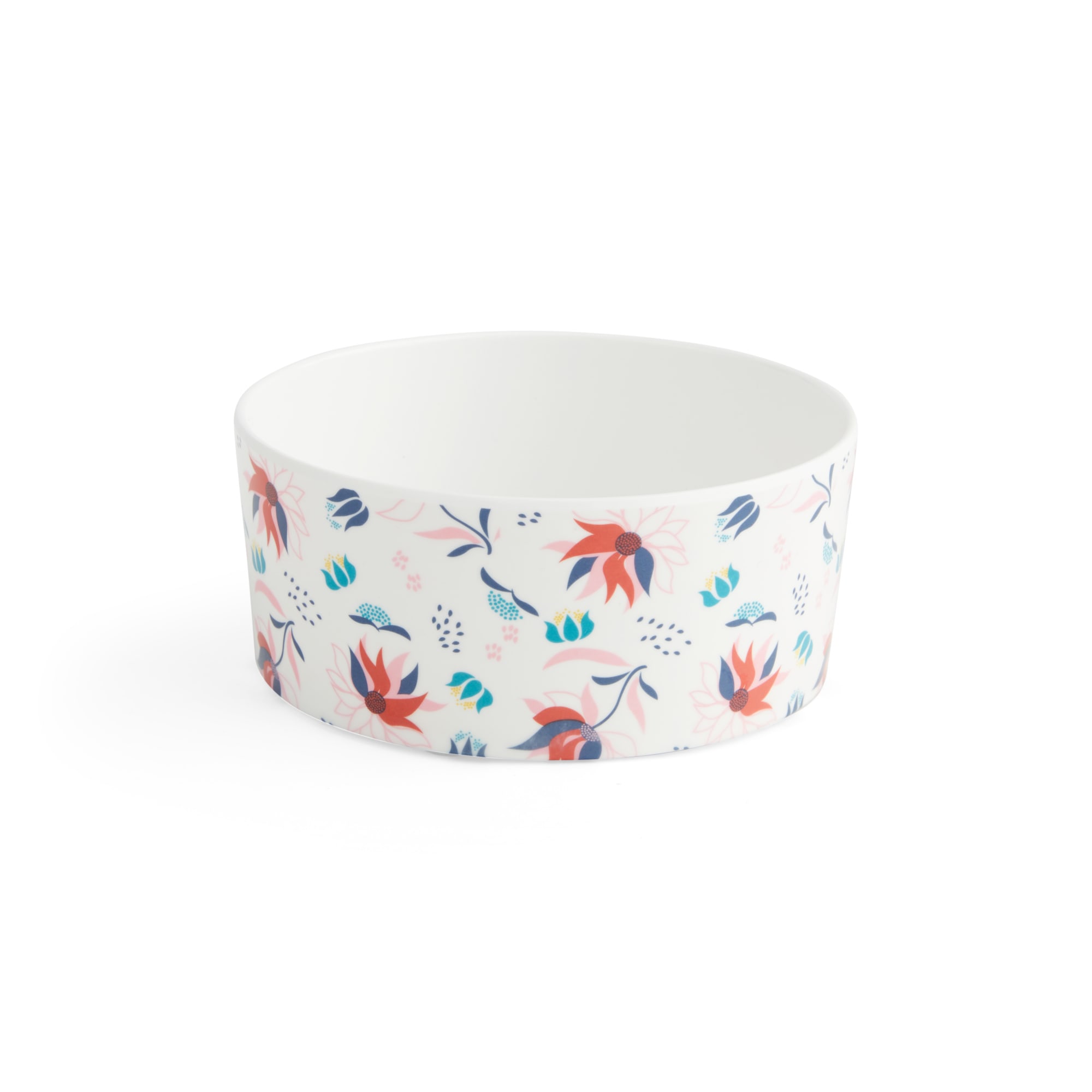 EveryYay Dining In White Floral-Print Melamine Cat Bowl， 2.3 Cups