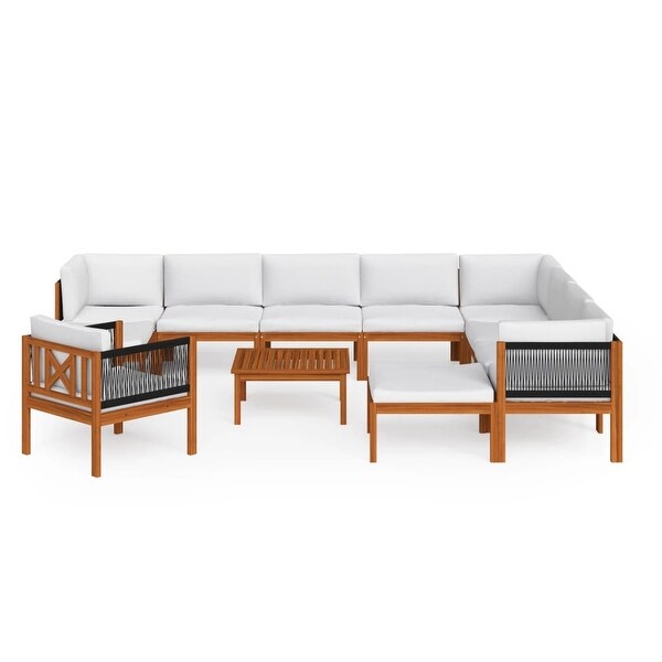 vidaXL Patio Lounge Set Outdoor Sectional Sofa with Cushions Solid Acacia Wood