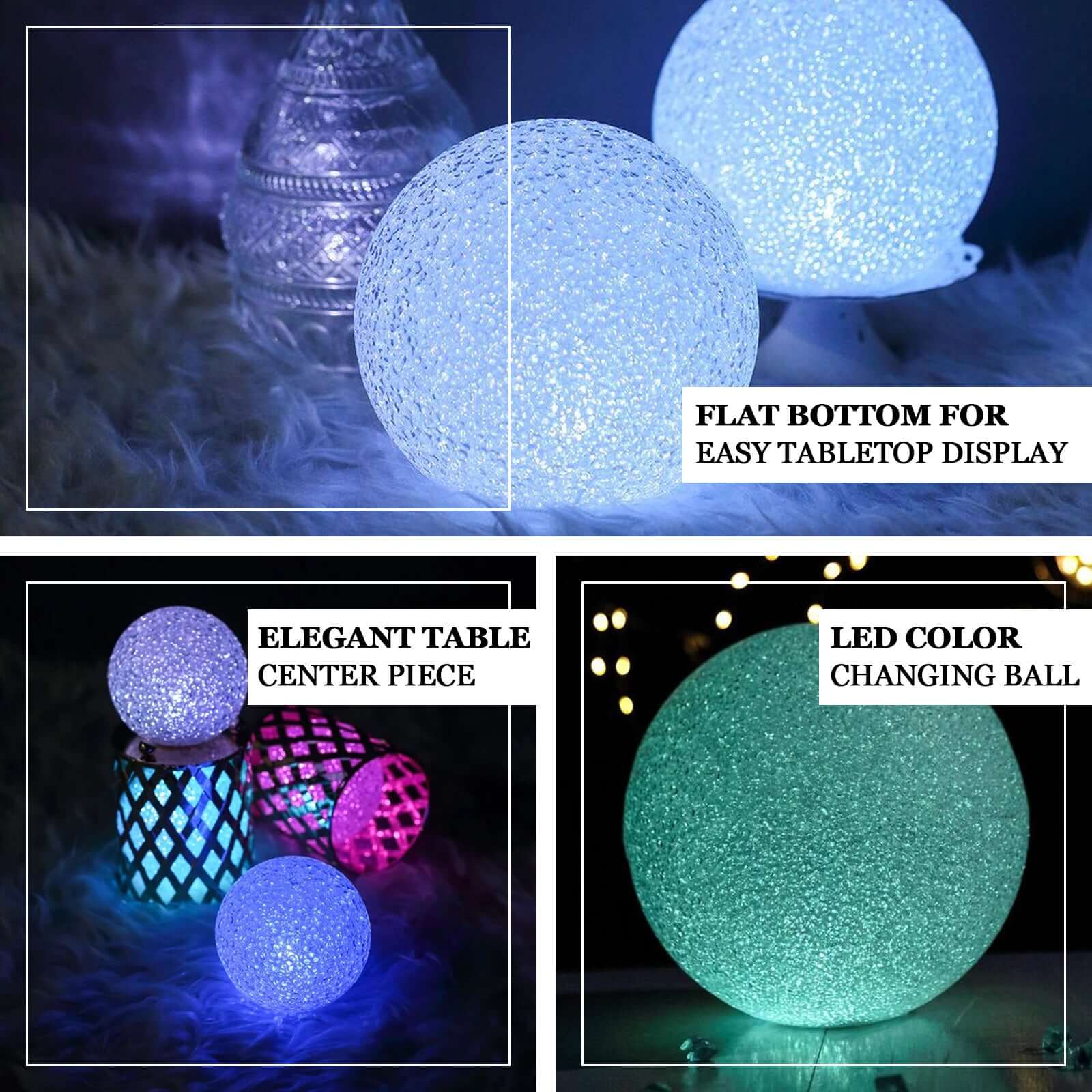 Color Changing LED Ball Light Centerpiece, Battery Operated Light Globe 10