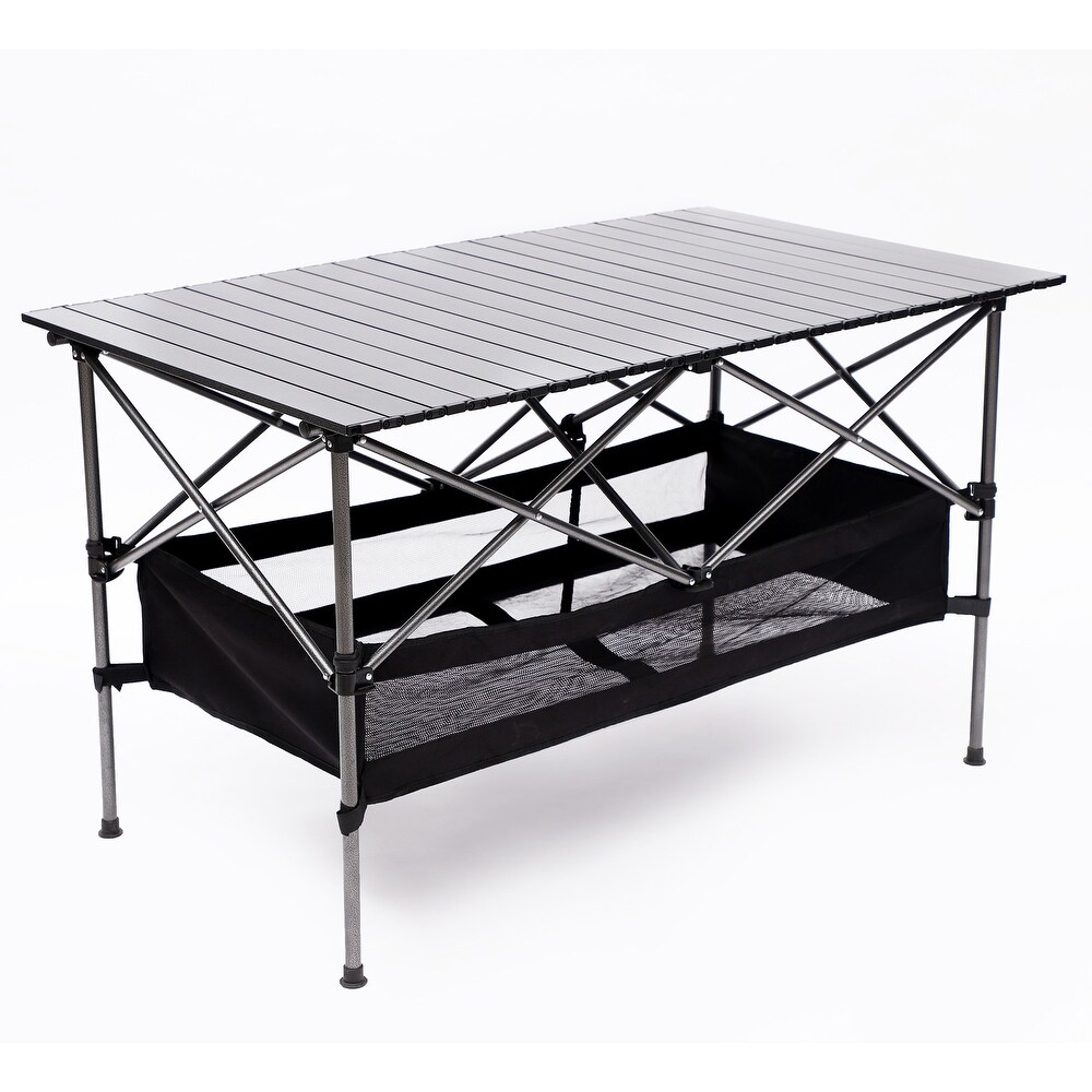 1 piece Folding Outdoor Table with Carrying Bag Lightweight Aluminum Roll up Rectangular Table