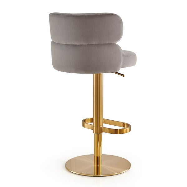 Upholstered Height-adjustable Rounded Mid-back Barstool