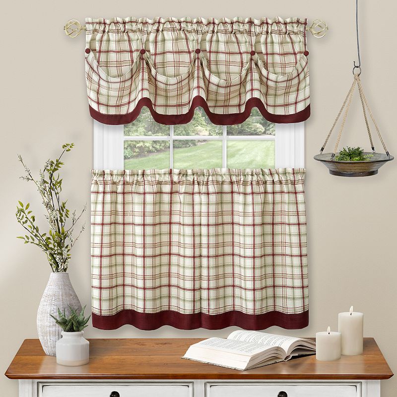 Achim Tattersall Window Curtain Tier Pair and Valance Set