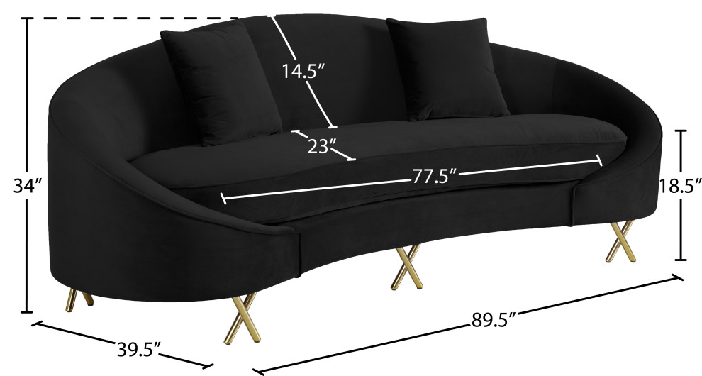 Serpentine Black Velvet Chair   Contemporary   Sofas   by Meridian Furniture  Houzz