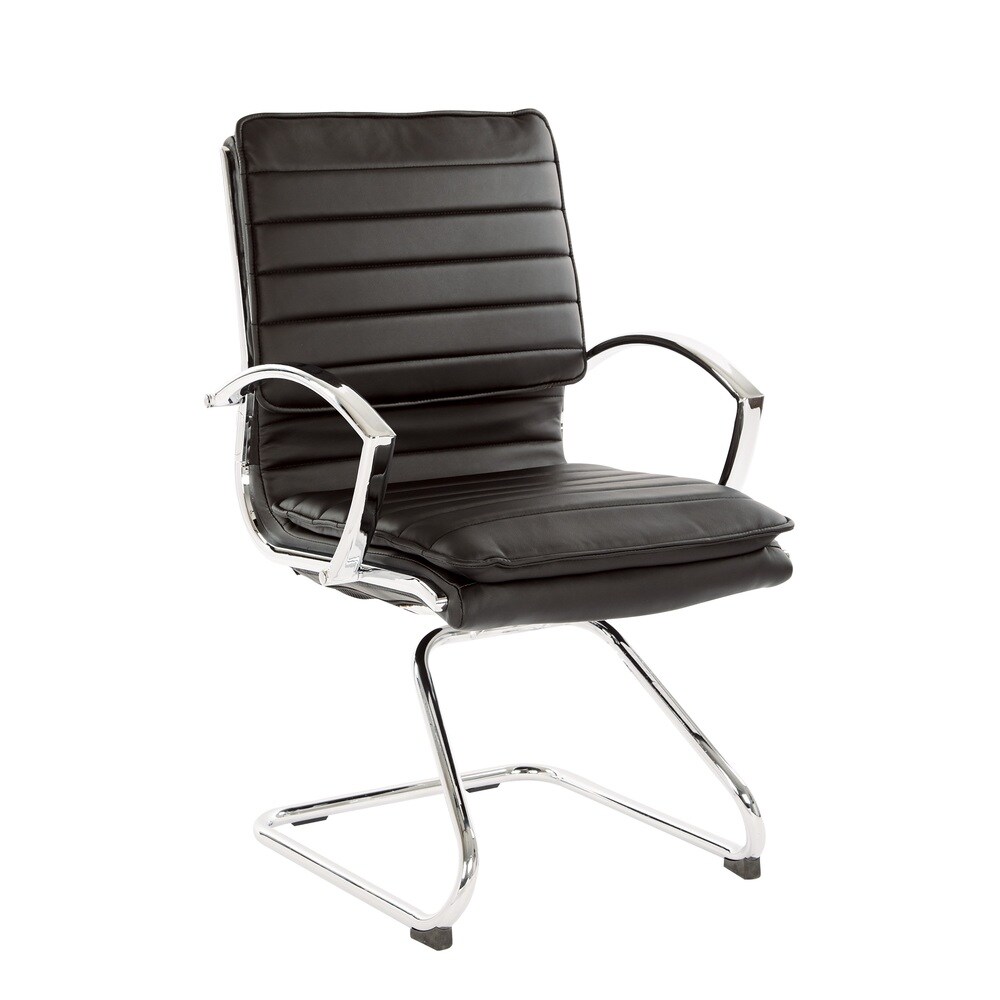 Guest Professional Faux Leather Chair with Chrome Sled Base and Removable Sleeves