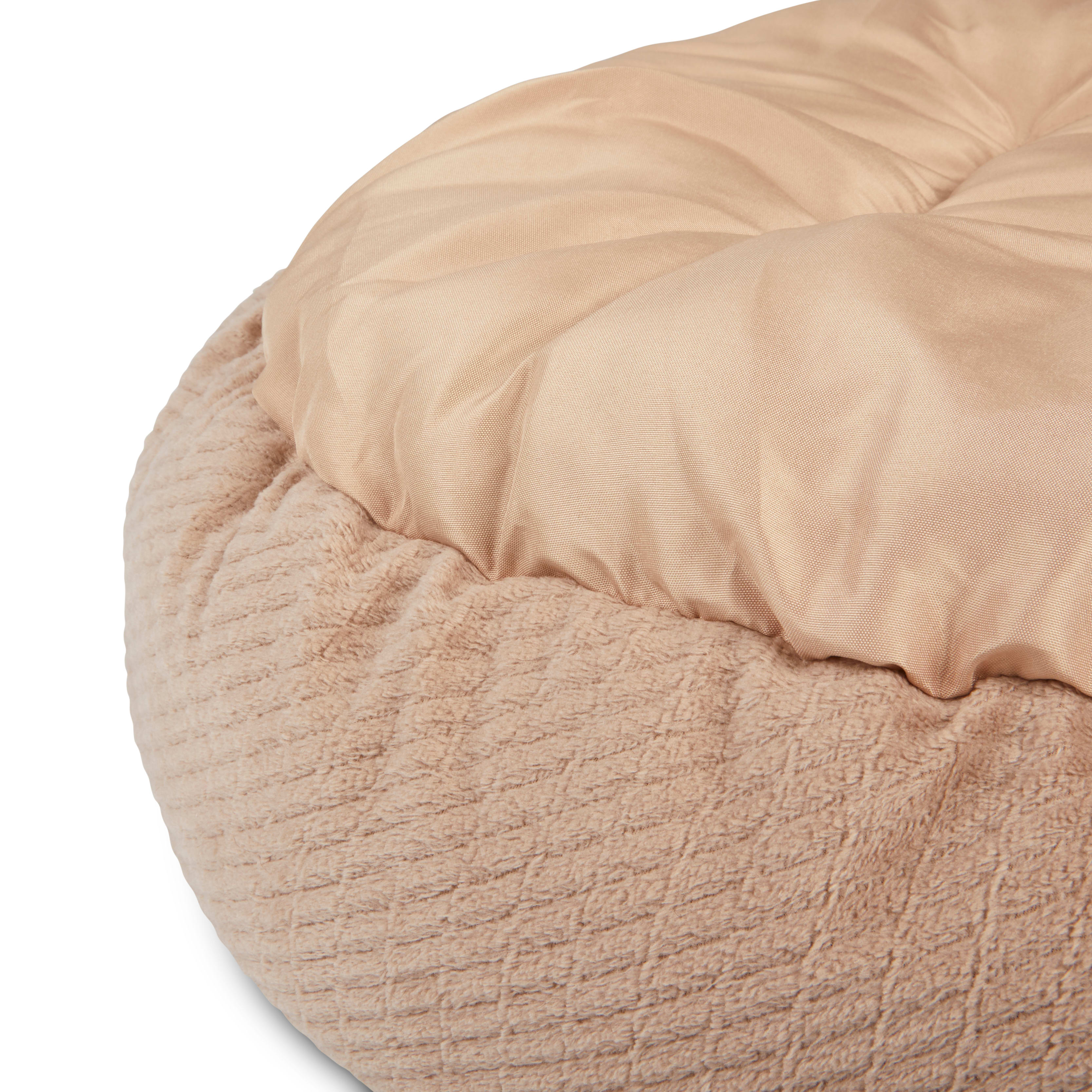 EveryYay Snooze Fest Tan Textured Round Cat Bed， 20