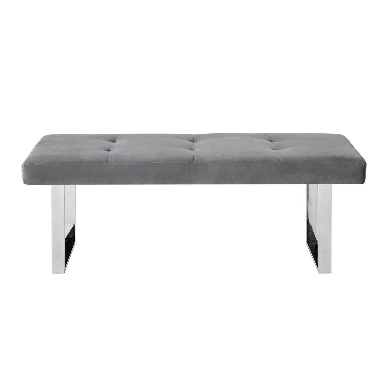 Estela Velvet Bench-Stainless Steel Legs-Tufted-Living-room, Entryway, Bedroom-by Inspired Home