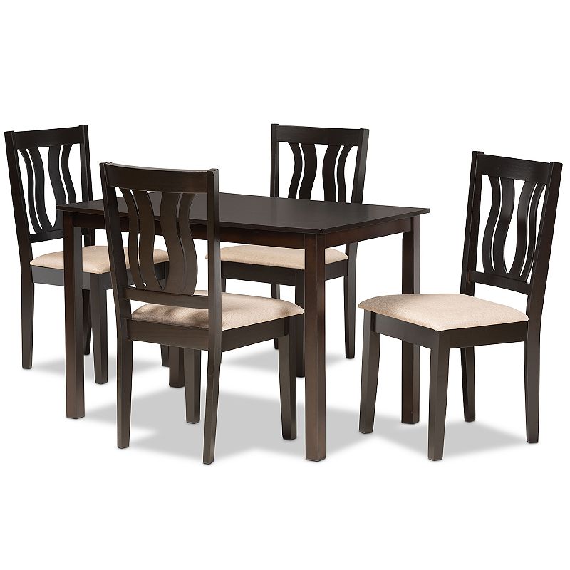 Baxton Studio Fenton Dining Table and Chair 5-piece Set