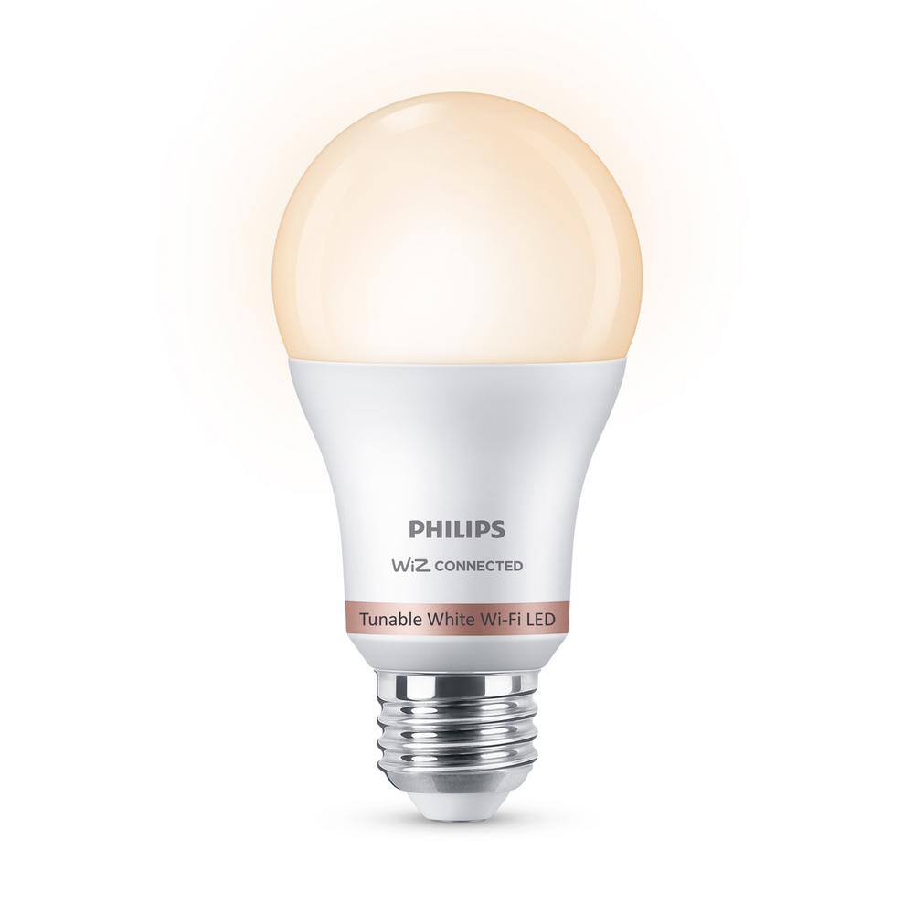 Philips 60-Watt Equivalent A19 LED Smart Wi-Fi Tunable White Smart Light Bulb powered by WiZ with Bluetooth (1-Pack) 562694