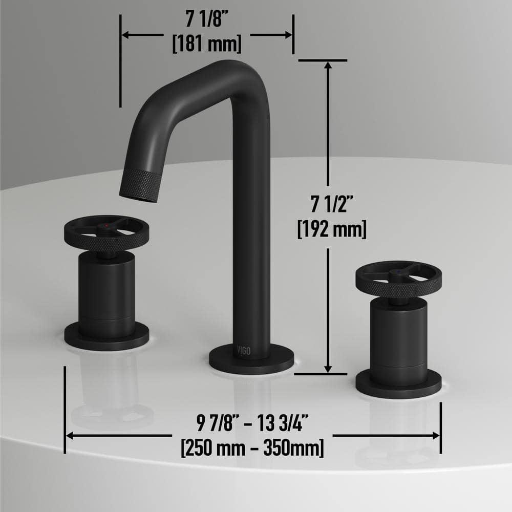 VIGO Cass Two Handle ThreeHole Widespread Bathroom Faucet in Matte Black