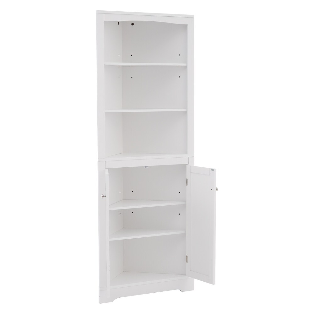 Bathroom Storage Corner Cabinet with Adjustable Shelves and Doors  Multi Functional Tall Storage Cabinet