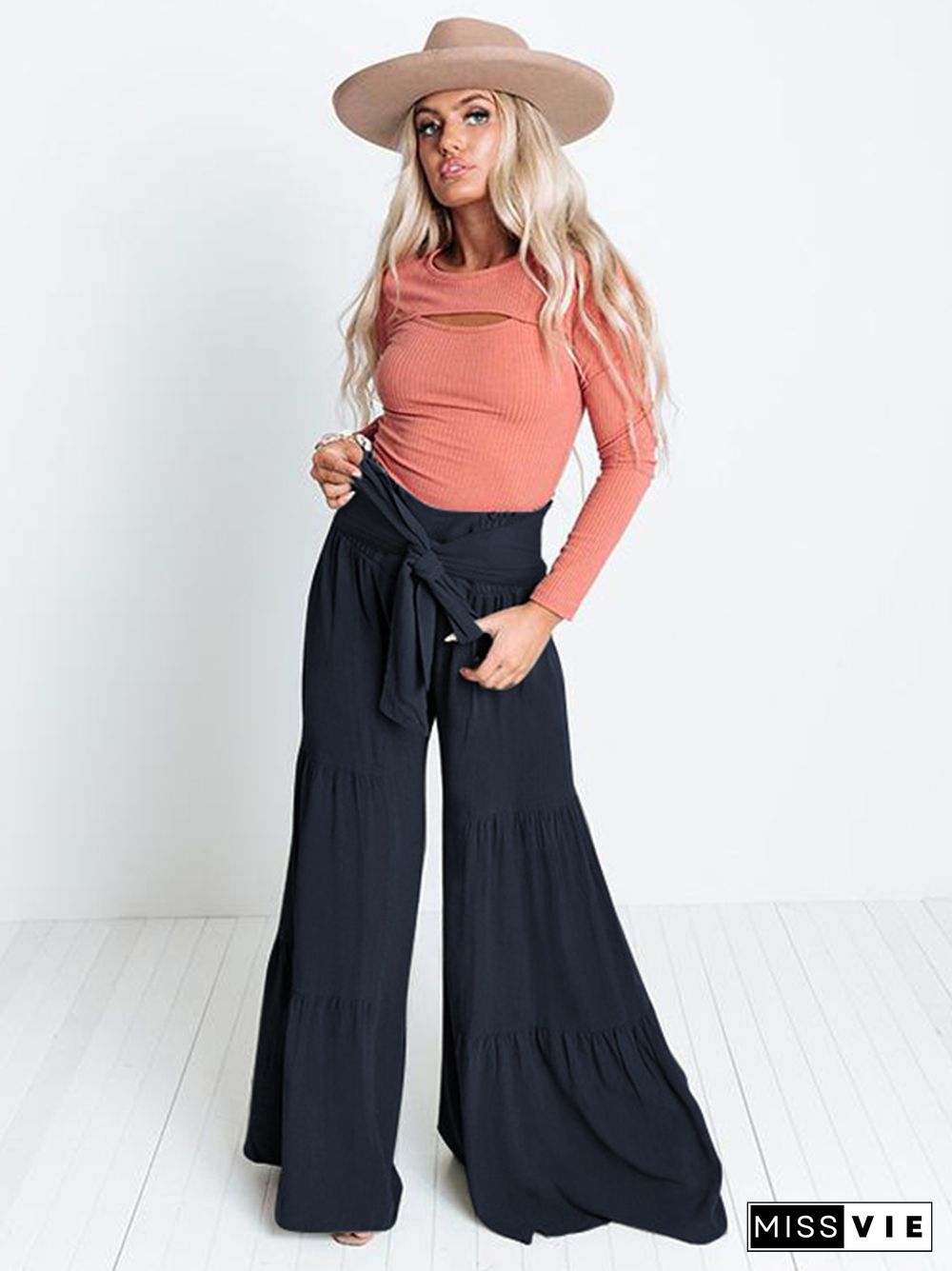 11 Colors Simple High Waisted Solid Color Casual Wide Leg Pants