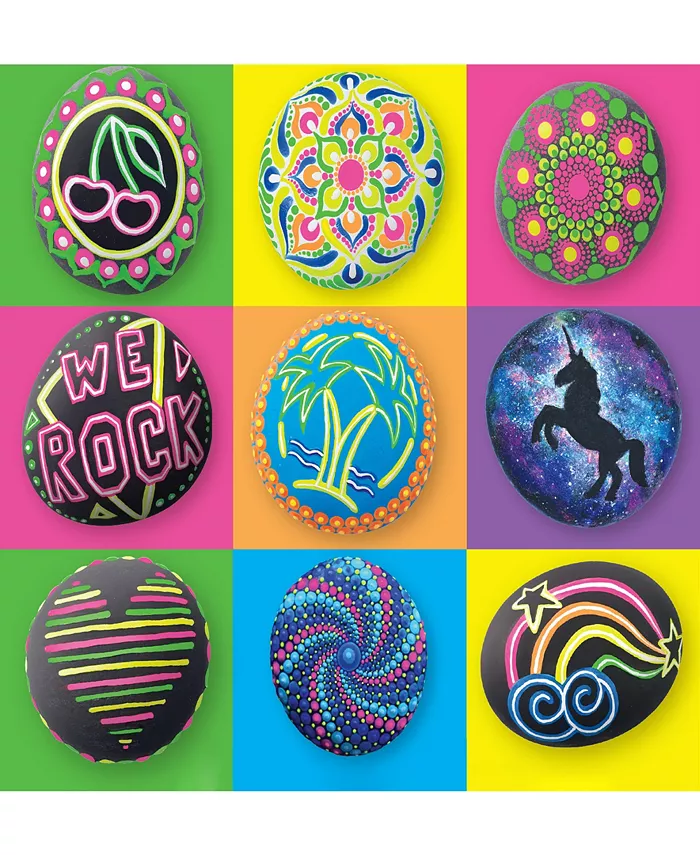 Craft Maker The Complete Neon Rock Art Kit DIY Rock Painting For Kids  Rocks  Brushes  Paint  Stencils included 19 Easy-To-Follow Projects - Arts And Craft For Kids