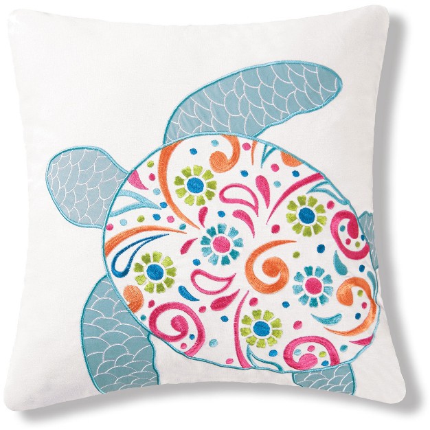 X 18 quot St Kitts Turtle Embroidered Pillow