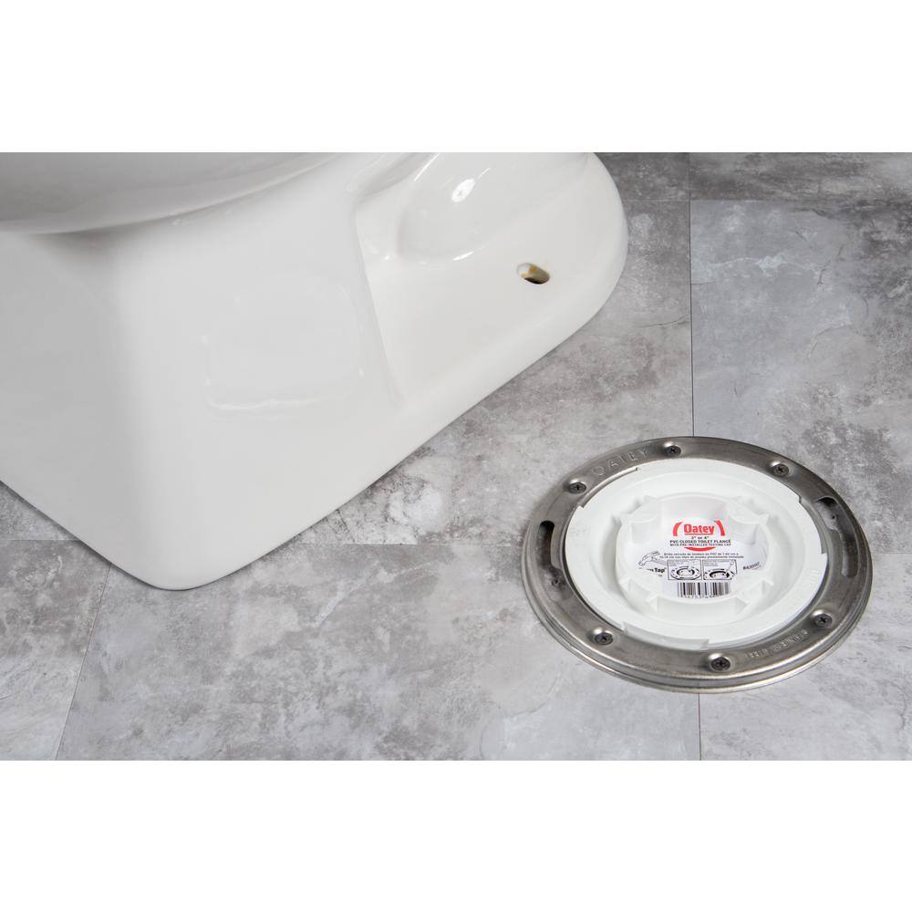 Oatey Fast Set 4 in. PVC Hub Spigot Toilet Flange with Test Cap and Stainless Steel Ring 436582