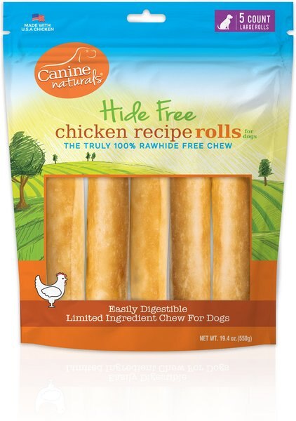 Canine Naturals Hide Free 7-inch Chicken Recipe Roll Dog Chew， 5 count