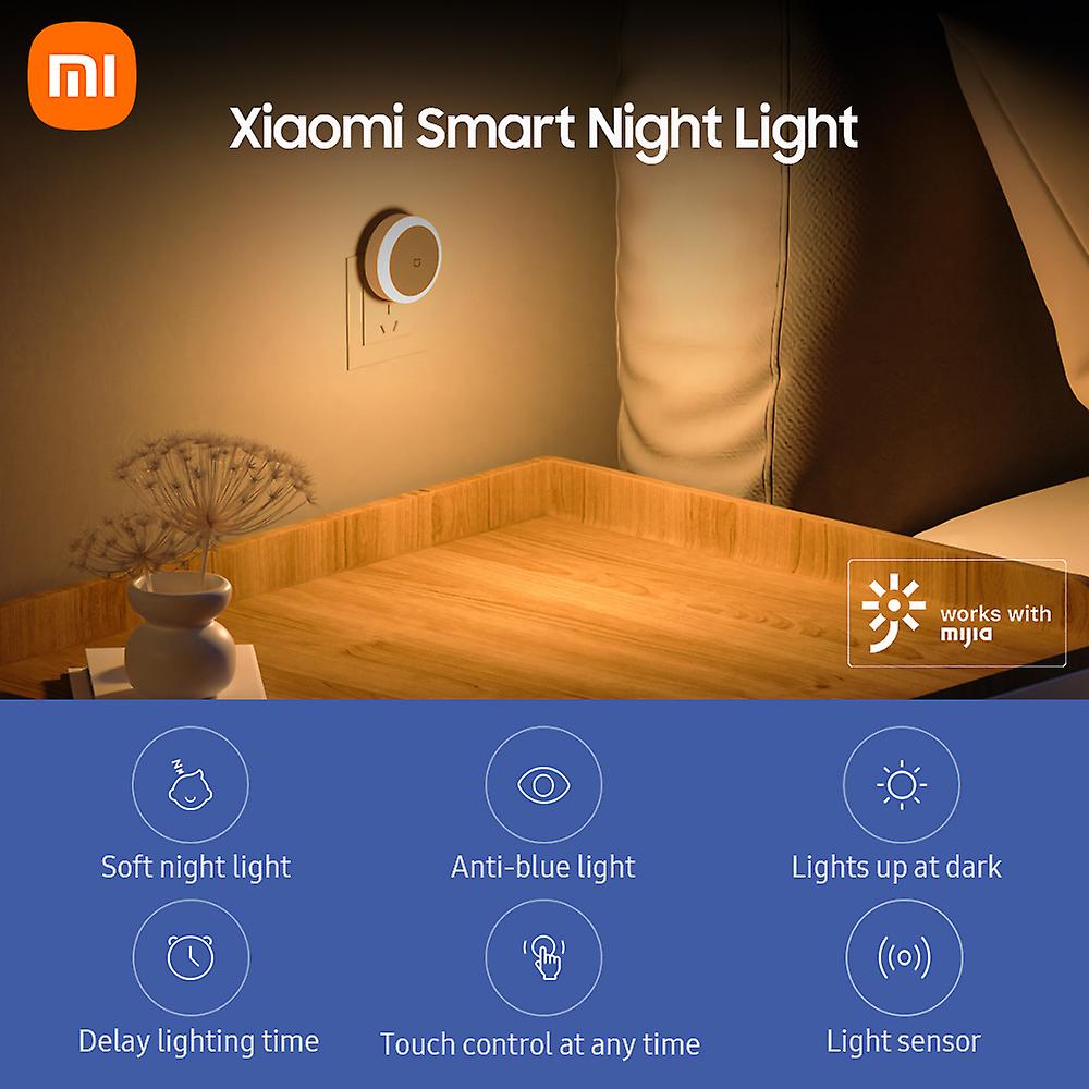 Xiaomi Mi Smart Night Light Plug-in Light Sensor Auto Lighting Soft Warm Light Anti-blue Light Energy-saving Night Lamp 220v No.276028