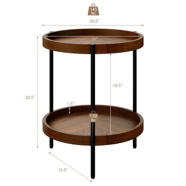 2-Tier Retro End Table with Bottom Shelf - 20.5