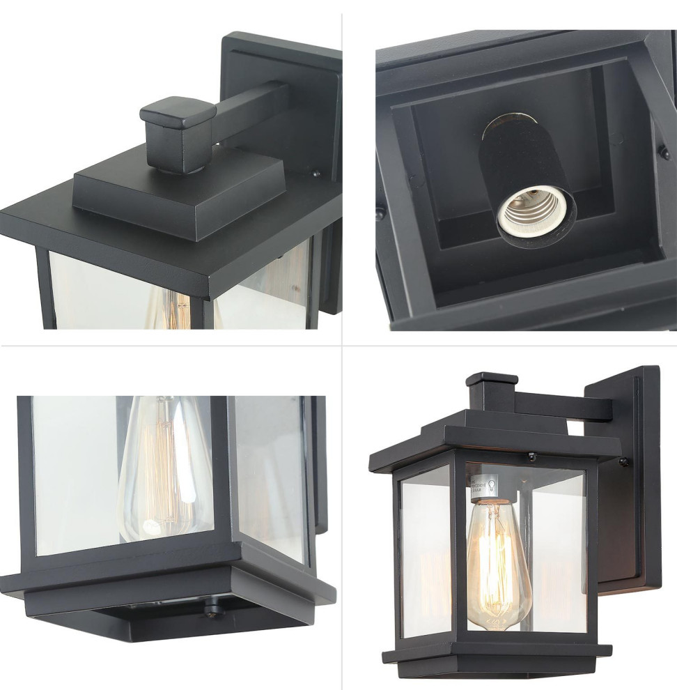 LNC 1 Light Farmhouse Matte Black Square Shade Outdoor Lighting 10.6 quotH   Transitional   Outdoor Wall Lights And Sconces   by LNC  Houzz