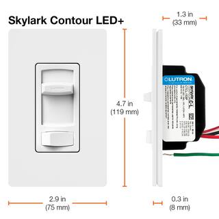 Lutron Skylark Contour LED+ Dimmer Switch for LED Bulbs 150-WattSingle-Pole or 3-Way White (CTCL-6PK-WH) (6-Pack) CTCL-6PK-WH