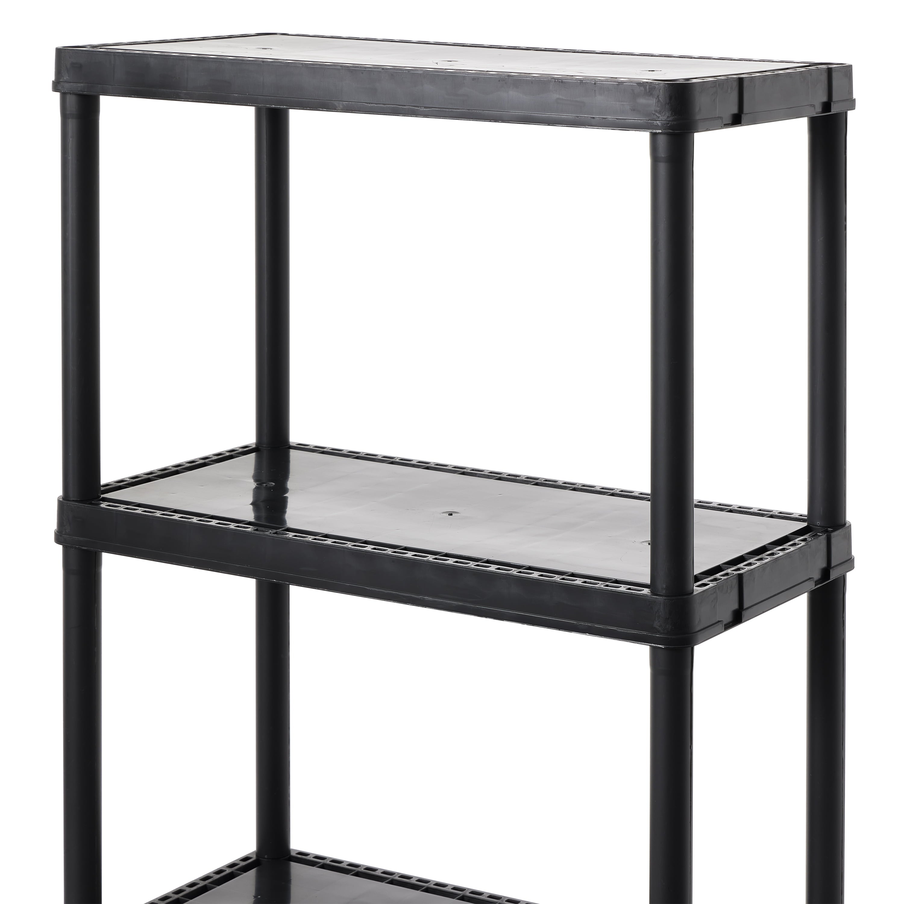 Gracious Living 4 Shelf Fixed Height Solid Resin Organizing Storage Unit, Black