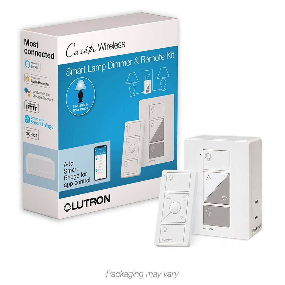 Lutron Caseta Smart Lamp Dimmer and Remote Kit for Table Lamps 150-Watt LED Bulbs White (P-PKG1P-WH-R) P-PKG1P-WH-R